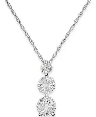 Diamond Trio Pendant Necklace (1/5 ct. t.w.) in Sterling Silver