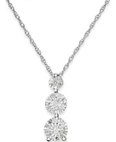 Diamond Trio Pendant Necklace (1/5 ct. t.w.) in Sterling Silver