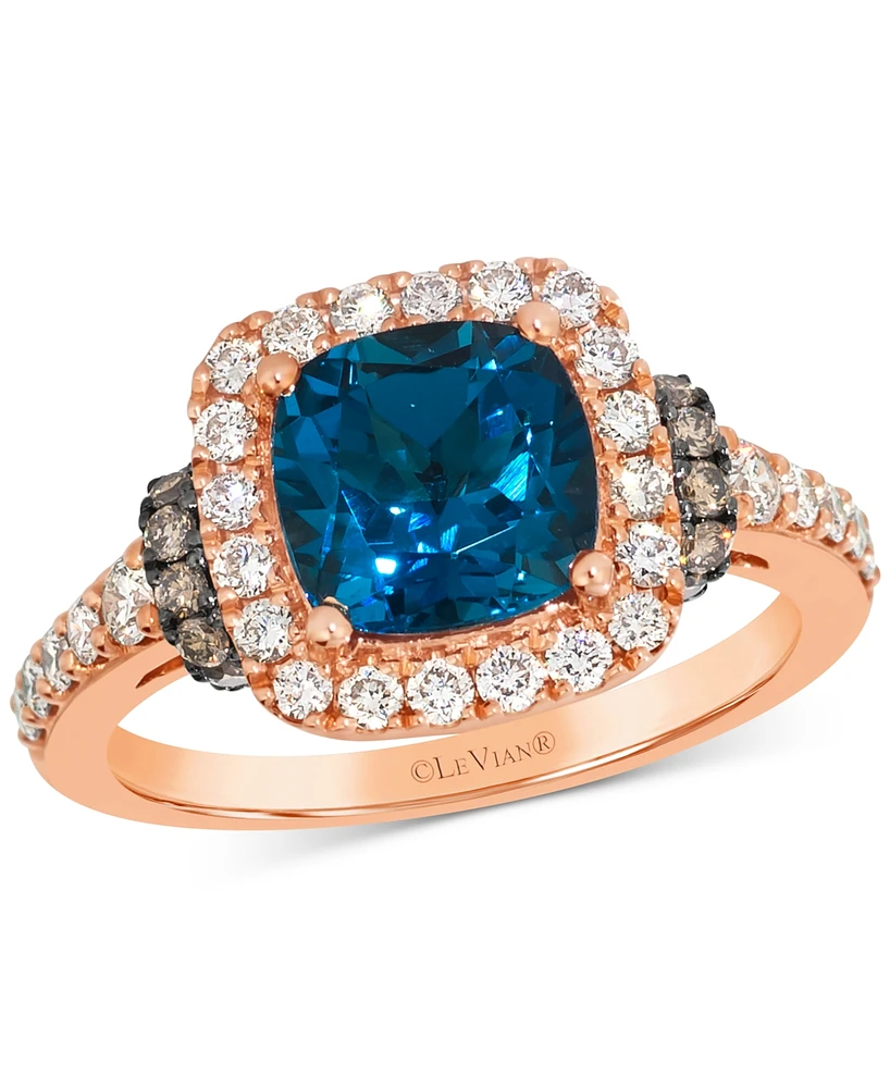 Le Vian London Blue Topaz (2-1/2 ct. t.w.) & Diamond (3/4 ct. t.w.) Statement Ring in 14k Rose Gold