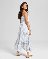 And Now This Women's Floral-Print Ruffled Tiered Smocked-Waist Maxi Dress, Exclusively at Macy's