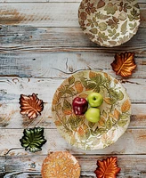 Vietri Autunno Glass Figural Leaf Canape Plates, Set of 4