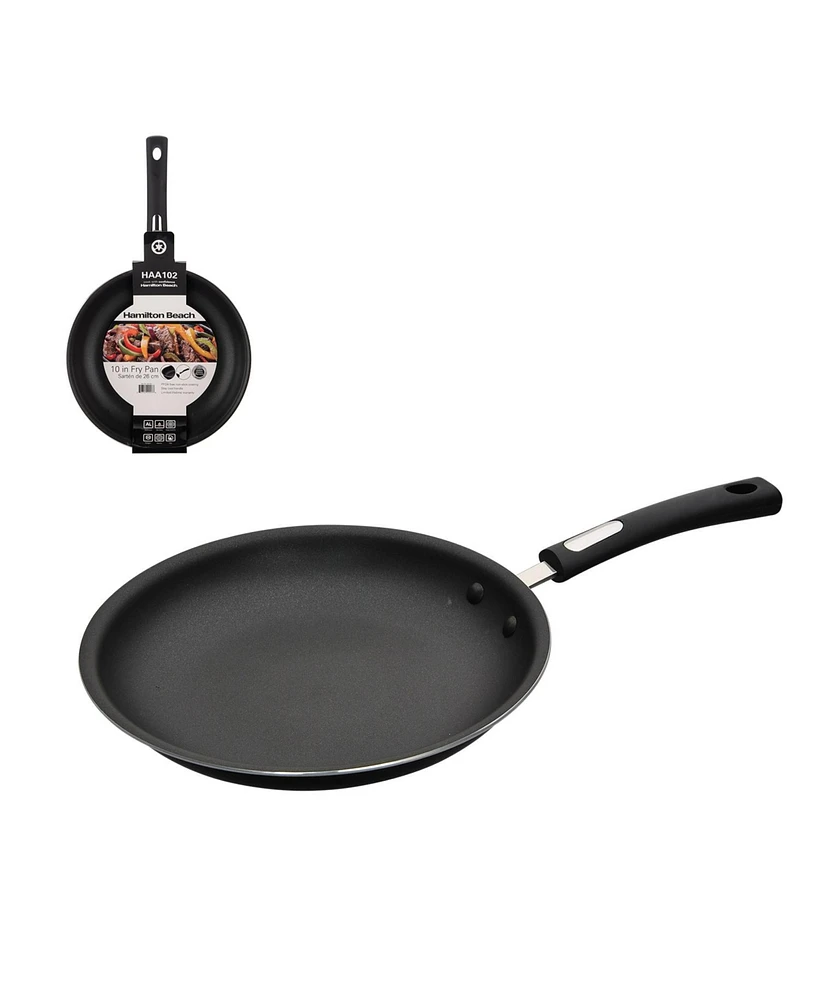 Hamilton Beach Nonstick Fry Pan 10-Inch - Black Aluminum Fry Pan with Soft Touch Bakelite Handle - Flared Edge