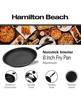 Hamilton Beach Nonstick Interior Fry Pan 8-Inch - Black Aluminum Fry Pan with Soft Touch Bakelite Handle - Flared Edge