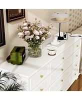 Famapy White Wooden 63 in. W 12-Drawer Chest of Drawers Modern European Style Storage Dresser