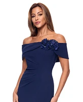 Xscape Women's Floral-Trim Off-The-Shoulder Gown