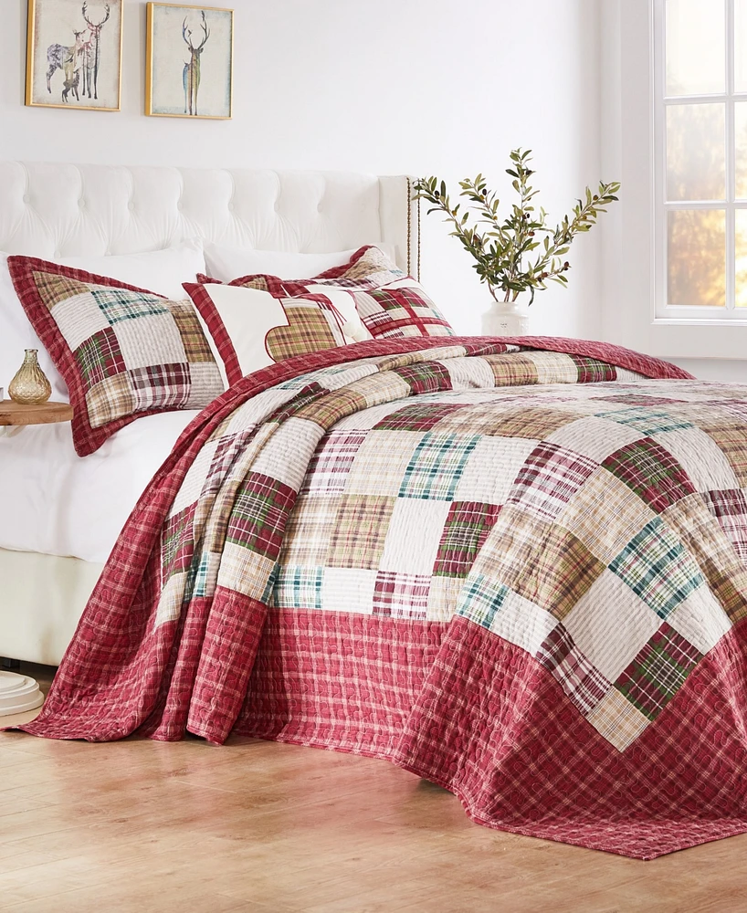 Greenland Home Oxford Traditional Plaid 3-Pc. Bedspread Set