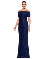 Xscape Women's Sequined Lace Off-The-Shoulder Gown