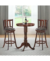 Sugift 2 Pieces 360 Degree Swivel Wooden Counter Height Bar Stool Set with Cushioned Seat