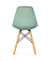 Sugift 4 Pieces Modern Plastic Hollow Chair Set with Wood Leg
