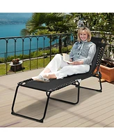 Sugift Folding Heightening Design Beach Lounge Chair with Pillow for Patio