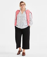 Style & Co Plus Johnny-Collar Long-Sleeve Top, Exclusively at Macy's