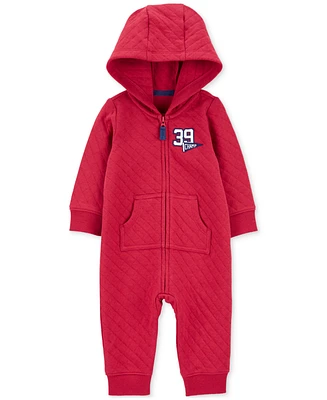 Carter's Baby Boys Sporty Double-Knit Long-Sleeve Hooded Jumpsuit