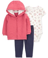 Carter's Baby Girls 3-Pc. Hoodie, Bodysuit & Pants Set