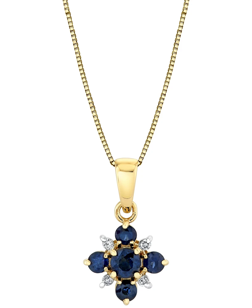 Sapphire (5/8 ct. t.w.) & Diamond Accent Starburst 18" Pendant Necklace in 10k Gold