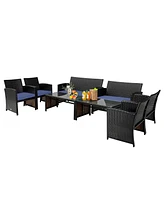 Sugift 4 Pieces Patio Rattan Cushioned Furniture Set