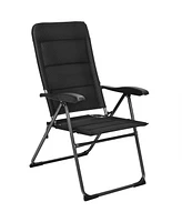 Sugift Set of 4 Patio Folding Chairs with Adjustable Backrests