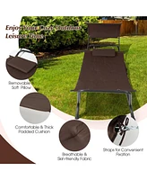 Sugift Patio Hanging Chaise Lounge Chair with Canopy Cushion Pillow and Storage Bag