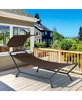 Sugift Patio Hanging Chaise Lounge Chair with Canopy Cushion Pillow and Storage Bag