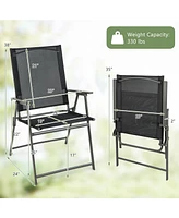 Sugift 2 Pieces Patio Folding Chairs with Armrests for Deck Garden Yard