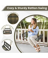 Sugift Wicker Porch Swing Seat with Cozy Armrests