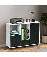 Sugift Lateral Mobile Filing Cabinet with 2 Drawers