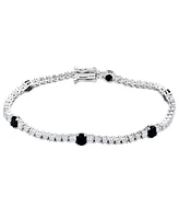 Suzy Levian Sterling Silver Black and White Cubic Zirconia Tennis Bracelet