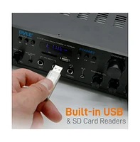 Pyle Bluetooth Home Audio Source Amplifier With Fm Radio, MP3/Usb/Sd/Aux Playback, 6-Channel, 600 Watt