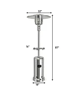 Gymax Patio 87 inches Tall Propane Heater 48,000 Btu W/Table & Wheels Silver