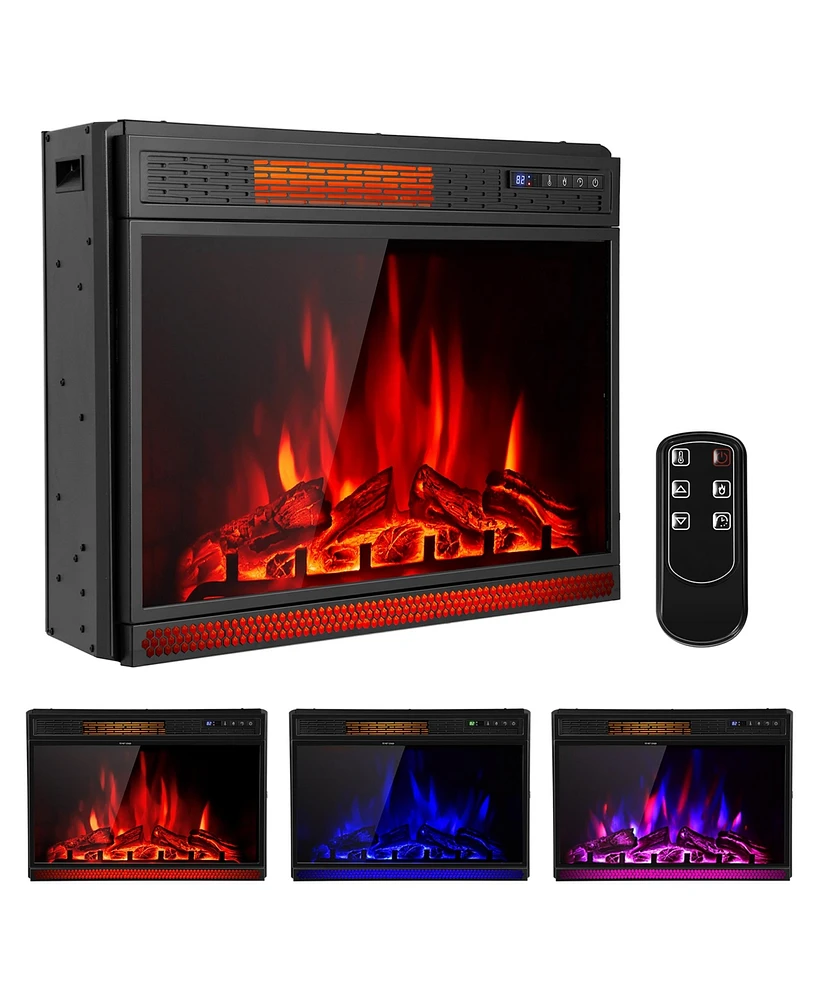 Gymax 28'' Electric Fireplace Recessed 900/1350W Fireplace Heater w/ Remote Control