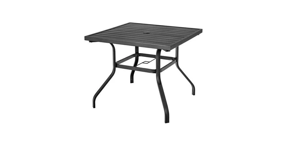 Inolait 37 Inch Square Patio Dining Table with Umbrella Pole Hole