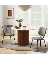 Gymax Set of 4 Fabric Armless Kitchen Dining Chair Padded Modern Accent Chair Gray