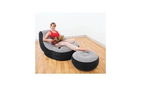 Intex Inflatable Ultra Lounge Chair With Cup Holder And Ottoman Set (2 Pack)