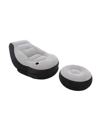 Intex Inflatable Ultra Lounge Chair With Cup Holder And Ottoman Set (2 Pack)