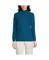 Lands' End Women's Relaxed Cotton Long Sleeve Mock Turtleneck