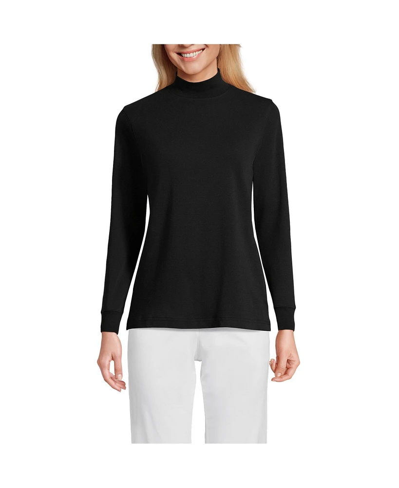 Lands' End Women's Relaxed Cotton Long Sleeve Mock Turtleneck