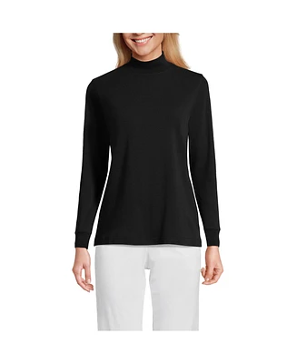 Lands' End Women's Relaxed Cotton Long Sleeve Mock Turtleneck
