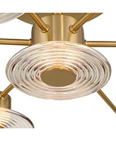 Chapman 33 1/2" Modern Semi Flush-Mount Ceiling Light Fixture Kitchen Foyer Hallway Sputnik Unique 7-Light Led Warm Gold Finish Glass Metal Bedro