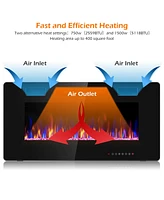 Gymax 36-inch Recessed Wall Mounted Electric Fireplace Heater w/ Remote Control