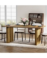 Tribesigns Wood Dining Table for 4-6 People, 62.3-Inch Farmhouse Kitchen Table Rectangular Dinner Table for Dining Room, Kitchen, Living Room