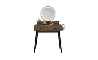 Slickblue Vanity Set with Touch Screen Lighted Mirror, Makeup Table, Cushioned Stool, and 4 Drawers for Storage