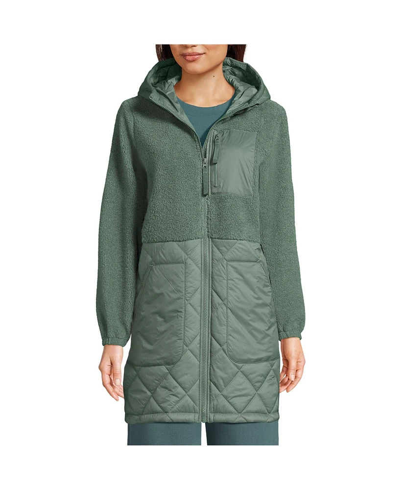 Lands' End Women's High Pile Quilted Mixed Media Parka