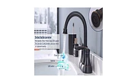 Slickblue 2-Handle 4-Inch Oil Rubbed Bronze Bathroom Faucet for Vanity Sinks, Includes Pop-Up Drain and Supply Hoses