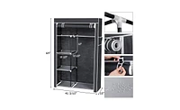 Slickblue 64" Portable Wardrobe Organizer with Clothes Rack and Shelves for Optimal Storage Solutions
