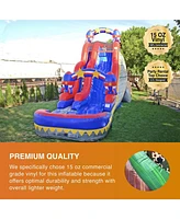 JumpOrange Commercial Grade Inflatable Rocket 1958 Double Drop Party Water Slide with Air Blower, Pvc Vinyl, Outdoor Play, Kids Party