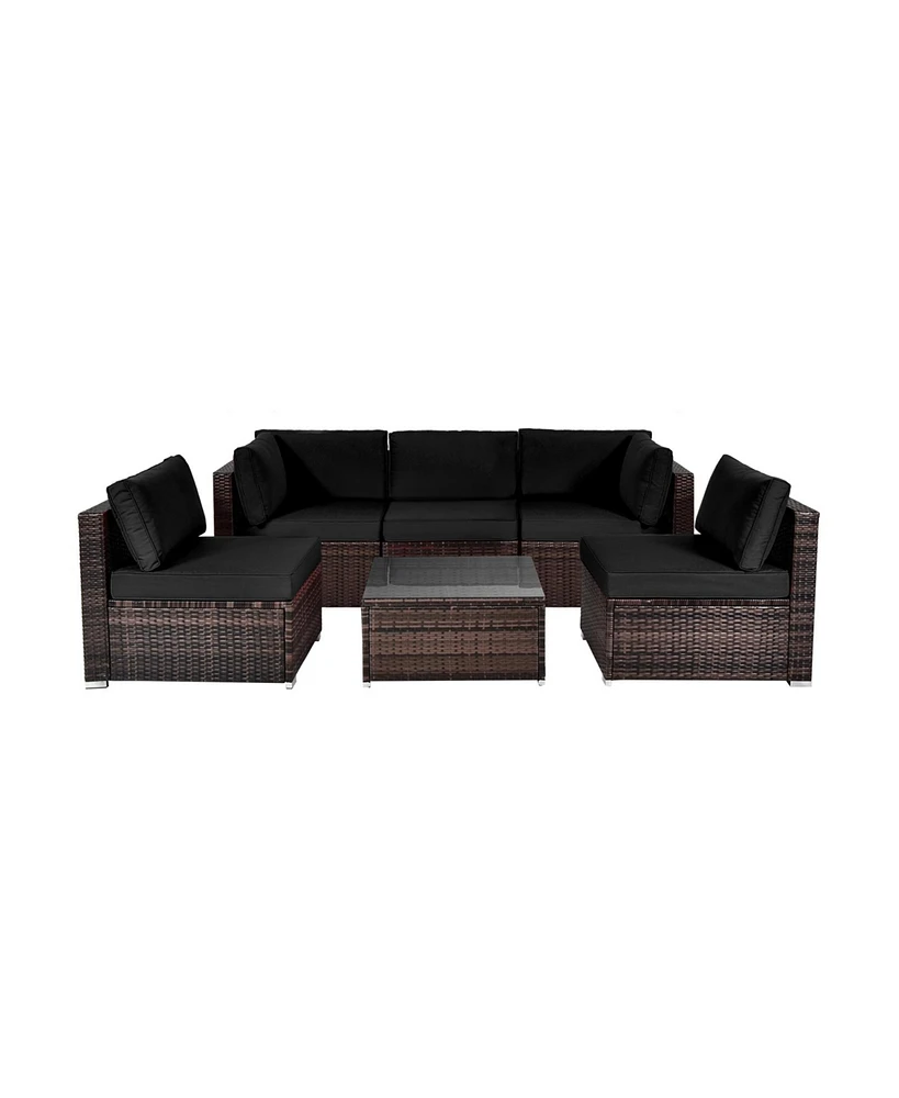 Vebreda Sugift 6 Pieces Patio Rattan Furniture Set with Cushions