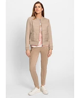 Olsen Mixed Media Zip Front Jacket