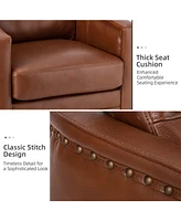 Hulala Home Jorge Contemporary Classic 28.74'' Wide Genuine Leather Swivel Chair