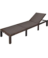 Sugift Paito Wicker Chaise Lounger with Adjustable Backrest