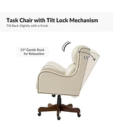Clemant Transitional Leather Executive Task Chair with Adjustable Seat Height and Tilt Mechanism