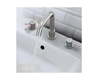 gaomon Bathroom Sink Faucet,Bathroom Faucet 3 Hole with Stainless Steel Pop Up Drain and cUPC Lead-Free Hose